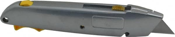 PHC - Retractable Utility Knife - 2-1/4" Blade, Die Cast Aluminum (Color) Aluminum Handle, 3 Blades Included - Exact Tooling