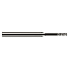 Miniature End Mills - Long Reach, Standard Flute - 0.1180″ Cutter Diameter × 0.3540″ Length of Cut × 0.9500″ Reach Carbide Square End Mill, 4 Flutes - Exact Tooling