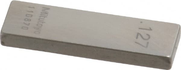 Mitutoyo - 0.127" Rectangular Steel Gage Block - Accuracy Grade 0, Includes Certificate of Inspection - Exact Tooling