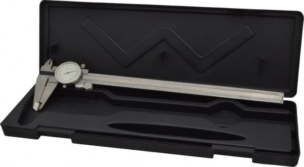 Value Collection - 0" to 12" Range, 0.001" Graduation, 0.2" per Revolution, Dial Caliper - White Face, 2.36" Jaw Length - Exact Tooling