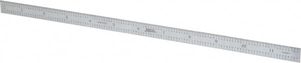 SPI - 12" Long, 1/50, 1/10" and 0.5, 1mm Graduation, Flexible Steel Rule - Decimal/Metric Graduation Style, 1/2" Wide, Silver, Satin Chrome Finish - Exact Tooling