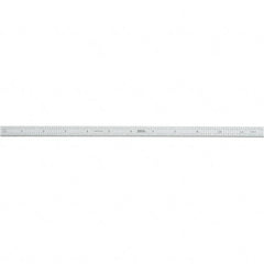 SPI - 12" Long, 1/100, 1/10" and 0.5, 1mm Graduation, Flexible Steel Rule - Decimal/Metric Graduation Style, 1/2" Wide, Silver, Satin Chrome Finish - Exact Tooling