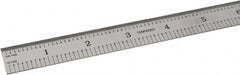 SPI - 24" Long, 1/100, 1/10" and 0.5, 1mm Graduation, Flexible Steel Rule - Decimal/Metric Graduation Style, 3/4" Wide, Silver, Satin Chrome Finish - Exact Tooling