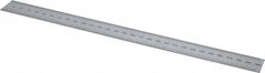 SPI - 12" Long, 1/100, 1/10" and 0.5, 1mm Graduation, Rigid Steel Rule - Decimal/Metric Graduation Style, 1" Wide, Silver, Satin Chrome Finish - Exact Tooling
