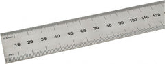 SPI - 24" Long, 0.5, 1mm Graduation, Rigid Steel Rule - Metric Graduation Style, 1-1/8" Wide, Silver, Satin Chrome Finish - Exact Tooling
