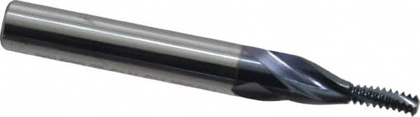 Accupro - #8-32 UNC, 0.115" Cutting Diam, 3 Flutes, Solid Carbide Helical Flute Thread Mill - Internal Thread, 5/16" LOC, 2" OAL, 1/4" Shank Diam - Exact Tooling