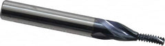 Accupro - #8-32 UNC, 0.115" Cutting Diam, 3 Flutes, Solid Carbide Helical Flute Thread Mill - Internal Thread, 5/16" LOC, 2" OAL, 1/4" Shank Diam - Exact Tooling