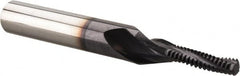 Accupro - #10-32 UNF, 0.12" Cutting Diam, 3 Flute, Solid Carbide Helical Flute Thread Mill - Internal Thread, 1/2" LOC, 2" OAL, 1/4" Shank Diam - Exact Tooling