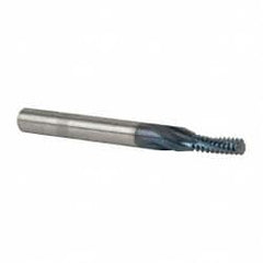 Accupro - 1/4-20 UNC, 0.18" Cutting Diam, 3 Flute, Solid Carbide Helical Flute Thread Mill - Internal Thread, 1/2" LOC, 2-1/2" OAL, 1/4" Shank Diam - Exact Tooling