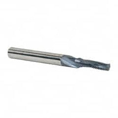 Accupro - 1/4-28 UNF, 0.18" Cutting Diam, 3 Flute, Solid Carbide Helical Flute Thread Mill - Internal Thread, 5/8" LOC, 2-1/2" OAL, 1/4" Shank Diam - Exact Tooling