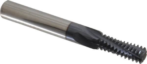 Accupro - 3/8-16 UNC, 0.285" Cutting Diam, 4 Flute, Solid Carbide Helical Flute Thread Mill - Internal Thread, 3/4" LOC, 2-1/2" OAL, 5/16" Shank Diam - Exact Tooling