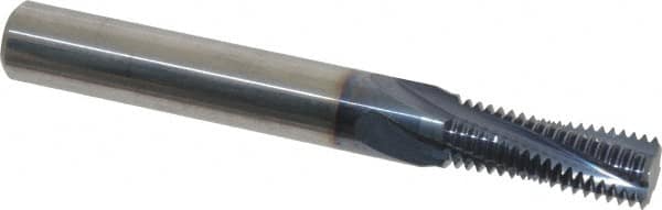 Accupro - 7/16-20 UNF, 0.335" Cutting Diam, 4 Flute, Solid Carbide Helical Flute Thread Mill - Internal Thread, 7/8" LOC, 3" OAL, 3/8" Shank Diam - Exact Tooling