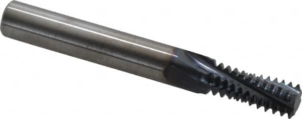 Accupro - 1/2-13 UNC, 0.35" Cutting Diam, 4 Flute, Solid Carbide Helical Flute Thread Mill - Internal Thread, 7/8" LOC, 3" OAL, 3/8" Shank Diam - Exact Tooling