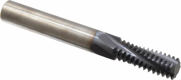 Accupro - 3/4-10 UNC, 0.495" Cutting Diam, 4 Flute, Solid Carbide Helical Flute Thread Mill - Internal Thread, 1-1/4" LOC, 4" OAL, 1/2" Shank Diam - Exact Tooling