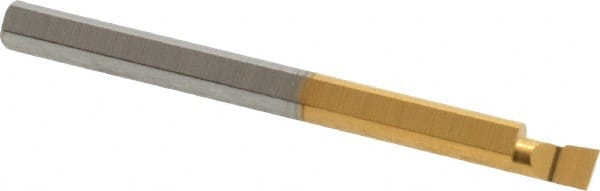 Accupro - 0.11" Min Bore Diam, 0.15" Max Bore Depth, 1/8 Shank Diam, Boring Bar - Right Hand Cut, Solid Carbide, TiN Finish - Exact Tooling