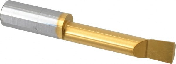 Accupro - 0.32" Min Bore Diam, 1-1/2" Max Bore Depth, 3/8 Shank Diam, Boring Bar - Right Hand Cut, Solid Carbide, TiN Finish - Exact Tooling