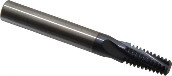 Accupro - NPTF, 0.305" Cutting Diam, 4 Flute, Solid Carbide Helical Flute Thread Mill - Internal Thread, 5/8" LOC, 2-1/2" OAL, 5/16" Shank Diam - Exact Tooling
