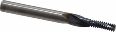 Accupro - M6x1.00 Metric Coarse, 0.17" Cutting Diam, 3 Flute, Solid Carbide Helical Flute Thread Mill - Internal Thread, 1/2" LOC, 57mm OAL, 3/16" Shank Diam - Exact Tooling