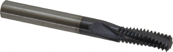 Accupro - M8x1.25 Metric Coarse, 0.235" Cutting Diam, 3 Flute, Solid Carbide Helical Flute Thread Mill - Internal Thread, 5/8" LOC, 57mm OAL, 1/4" Shank Diam - Exact Tooling