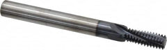 Accupro - M12x1.75 Metric Coarse, 0.37" Cutting Diam, 4 Flute, Solid Carbide Helical Flute Thread Mill - Internal Thread, 7/8" LOC, 100mm OAL, 3/8" Shank Diam - Exact Tooling