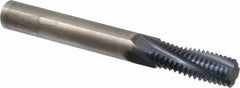Accupro - M16x2.00 Metric Coarse, 0.4701" Cutting Diam, 4 Flute, Solid Carbide Helical Flute Thread Mill - Internal Thread, 32mm LOC, 100mm OAL, 12mm Shank Diam - Exact Tooling