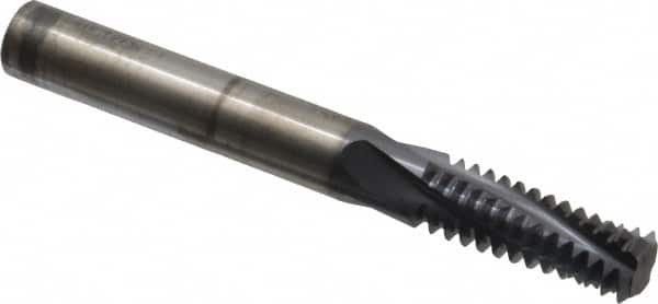 Accupro - M20x2.50 Metric Coarse, 0.4701" Cutting Diam, 4 Flute, Solid Carbide Helical Flute Thread Mill - Internal Thread, 32mm LOC, 100mm OAL, 12mm Shank Diam - Exact Tooling