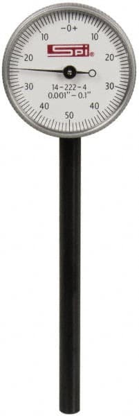 SPI - 0.1" Range, 0-50-0 Dial Reading, 0.001" Graduation Dial Drop Indicator - 1-35/64" Dial, 0.1" Range per Revolution, Includes NPL Traceability Certification - Exact Tooling