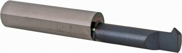 Scientific Cutting Tools - 1" Cutting Depth, 10 to 32 TPI, 0.32" Diam, Internal Thread, Solid Carbide, Single Point Threading Bar - AlTiN+ Finish, 2-1/2" OAL, 3/8" Shank Diam, 0.075" Projection from Edge, 60° Profile Angle - Exact Tooling