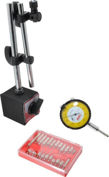 Value Collection - 0.001" Graduation, Indicator & Base Kit - 0.001 Inch Graduation, Includes Indicator, Magnetic Base, Point Set - Exact Tooling