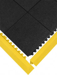 Wearwell - 39" Long x 3" Wide x 5/8" Thick, Anti-Fatigue Modular Matting Ramp Edge - Male, Yellow, For Dry & Wet Areas, Series 572 - Exact Tooling