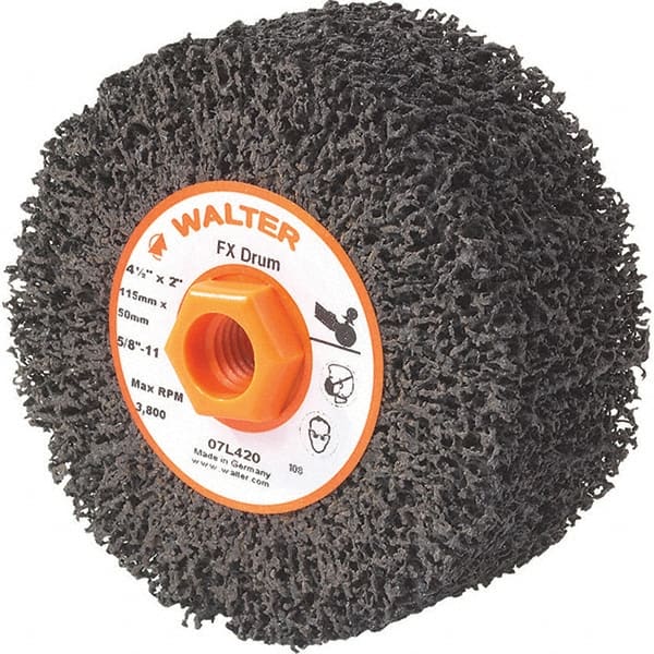 WALTER Surface Technologies - 4-1/2" Diam, Aluminum Oxide Unmounted Flap Wheels - 5/8" Hole, 2" Wide, Nonwoven, Coarse Grade, 3,800 Max RPM - Exact Tooling