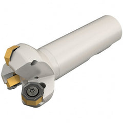 Iscar - 45° Lead Angle, 35.4mm Max Cut Diam, 25mm Min Cut Diam, 3.5mm Max Depth of Cut, Indexable Chamfer and Angle End Mill - 2 Inserts, ONMU 0505 Insert Style, 100mm Overall Length, Through Coolant, Straight Shank - Exact Tooling