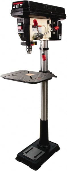 Jet - 16-1/2" Swing, Variable Speed Pulley Drill Press - Variable Speed, 3/4 hp, Single Phase - Exact Tooling