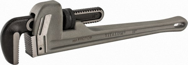 Proto - 18" Aluminum Straight Pipe Wrench - 3-1/2" Pipe Capacity - Exact Tooling
