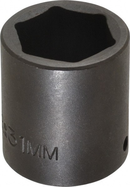 Proto - 1/2" Drive 31mm Standard Impact Socket - 6 Points, 2" OAL - Exact Tooling