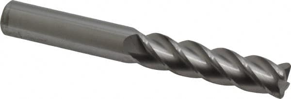Accupro - 1/2", 4 Flute, Single End, Solid Carbide, 0.06" Corner Radius End Mill - 4" OAL, 40° Helix, Right Hand Flute, 2" LOC, Right Hand Cut - Exact Tooling