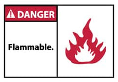 NMC - Danger - Flammable, Pressure Sensitive Vinyl Fire Sign - 5" Wide x 3" High - Exact Tooling