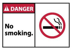 NMC - Accident Prevention Label, Header: DANGER - Legend: Danger - No Smoking, English, Red, Black & White, 5" Long x 3" High, Sign Muscle Finish - Exact Tooling