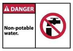 NMC - Restroom, Janitorial & Housekeeping Label, Header: DANGER - Legend: Danger - Non-Potable Water, English, Red, Black & White, 5" Long x 3" High, Sign Muscle Finish - Exact Tooling