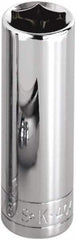 SK - 15/16", 1/2" Drive, Deep Hand Socket - 6 Points, Steel, Chrome Finish - Exact Tooling