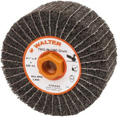 WALTER Surface Technologies - 4-1/2" Diam, 150 Grit Aluminum Oxide Unmounted Flap Wheel - 5/8" Hole, 5/8-11 Thread, 2" Wide, Nonwoven & Coated, Fine Grade, 3,800 Max RPM - Exact Tooling