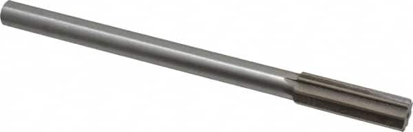 Interstate - 0.689" High Speed Steel 6 Flute Chucking Reamer - Straight Flute, 9/16" Straight Shank, 2-1/4" Flute Length, 9" OAL - Exact Tooling