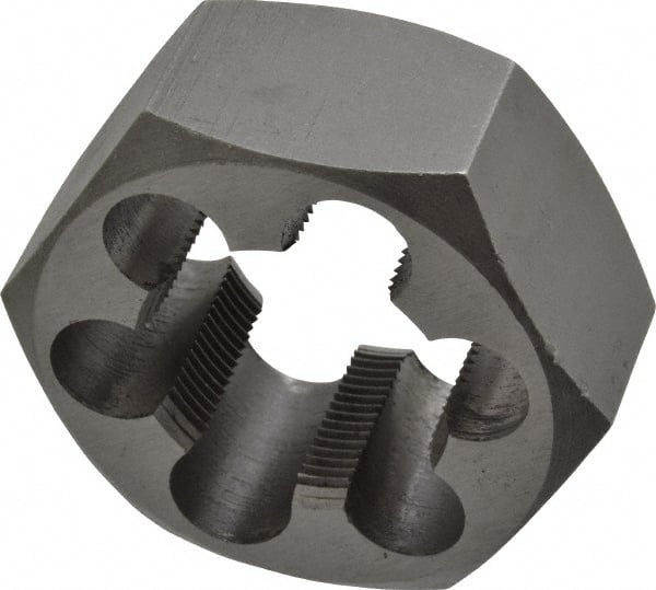 Interstate - 1-1/4 - 18 UNEF Thread, 2-3/16" Hex, Right Hand Thread, Hex Rethreading Die - Carbon Steel, 1" Thick - Exact Tooling