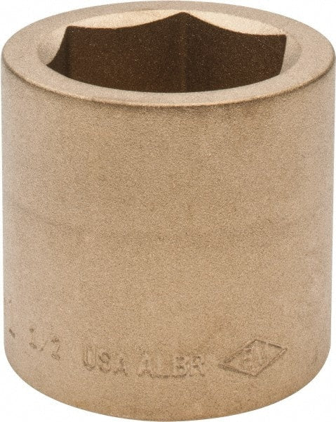 Ampco - 1-1/2", 3/4" Drive, Standard Hand Socket - 6 Points, 2-1/16" OAL, Aluminum Bronze - Exact Tooling