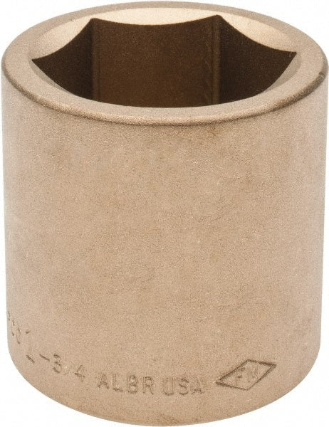 Ampco - 1-3/4", 3/4" Drive, Standard Hand Socket - 6 Points, 2-9/16" OAL, Aluminum Bronze - Exact Tooling