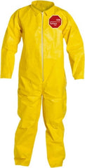 Dupont - Size XL PE Film Chemical Resistant Coveralls - Yellow, Zipper Closure, Open Cuffs, Open Ankles, Serged Seams - Exact Tooling