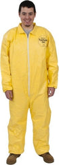 Dupont - Size M PE Film Chemical Resistant Coveralls - Yellow, Zipper Closure, Elastic Cuffs, Elastic Ankles, Serged Seams - Exact Tooling