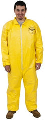 Dupont - Size XL PE Film Chemical Resistant Coveralls - Yellow, Zipper Closure, Elastic Cuffs, Elastic Ankles, Serged Seams - Exact Tooling