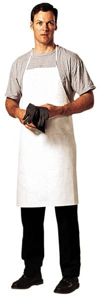 Dupont - 27" Wide x 36" Long x 12 mil Thick Chemical Resistant Bib Apron - Tychem SL, White, Resists Chemicals - Exact Tooling