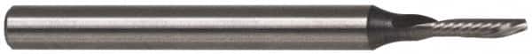 Accupro - 1/16" Cutting Diam x 1/4" Length of Cut, 1 Flute, Downcut Spiral Router Bit - Uncoated, Right Hand Cut, Solid Carbide, 2" OAL x 1/4" Shank Diam, Single Edge, 21° Helix Angle - Exact Tooling